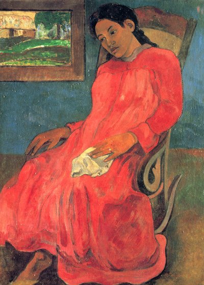 Frau im roten Kleid von Paul Gauguin